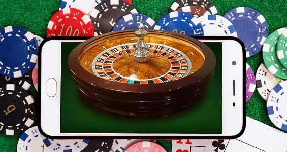 A roulette wheel on a mobile device.